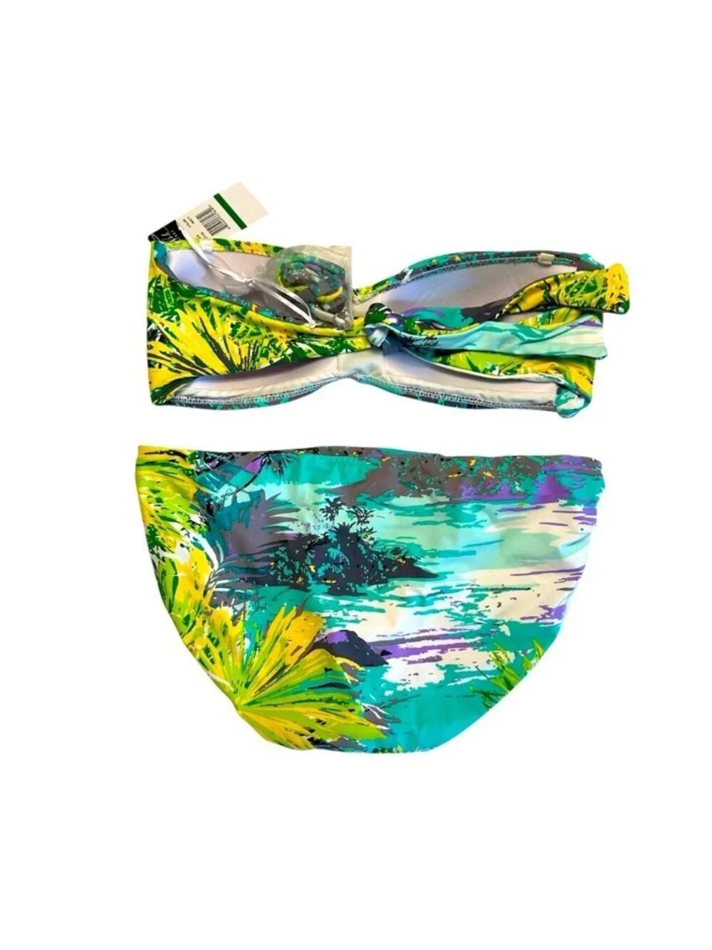 NWT Anne Cole | Green & Purple Tropical Print Swim 2 Piece Suit Set Size M/L
